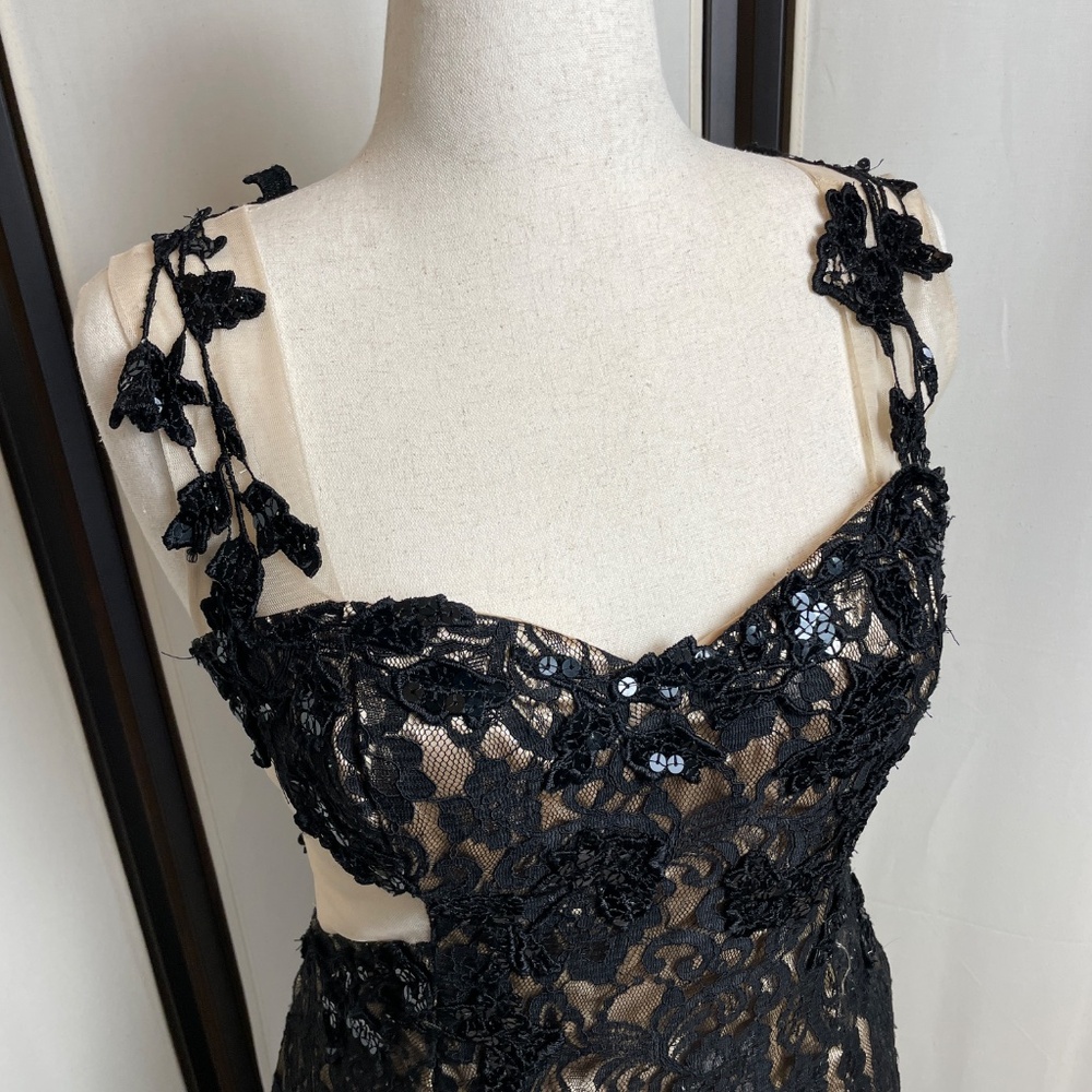 Deb Black Lace Illusion Maxi Dress Size 13/14 Perfect for Prom! Beautiful!!